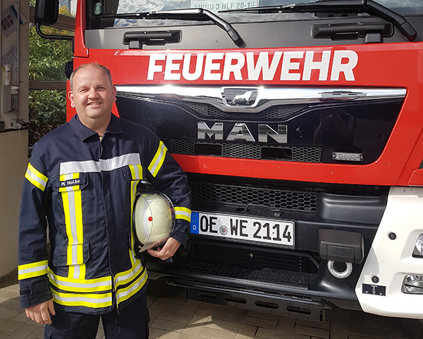 Maik Halbe engagiert sich in der Freiwilligen Feuerwehr